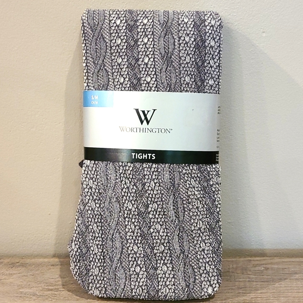 NWT Worthington Grey Fishnet Patterned Tights